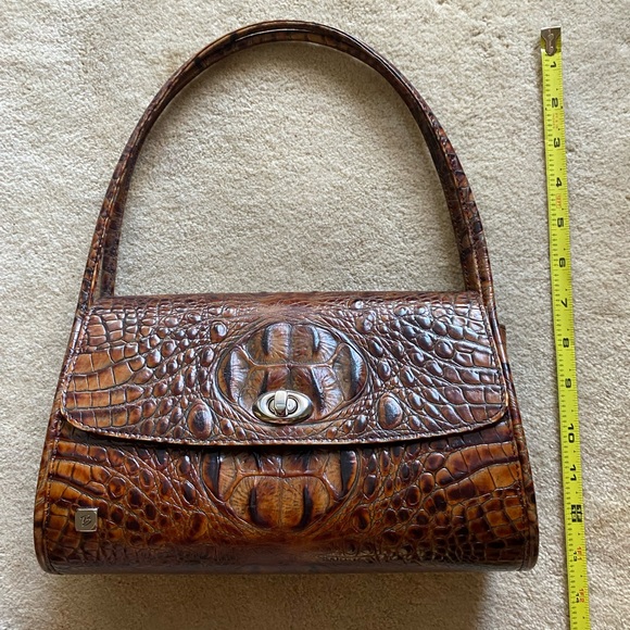 BESSO Brown Alligator Embossed Leather Handbag - Picture 10 of 11